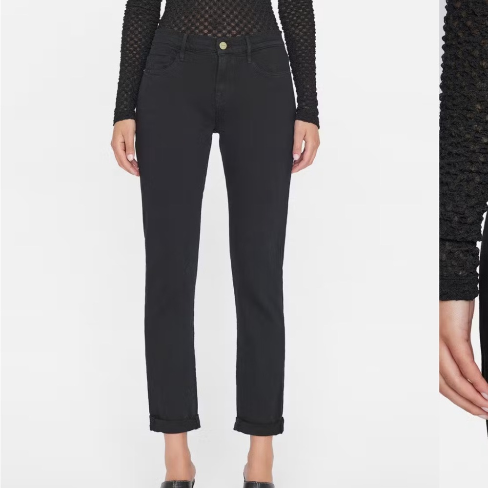 Frame Denim Black Straight-Leg Jeans